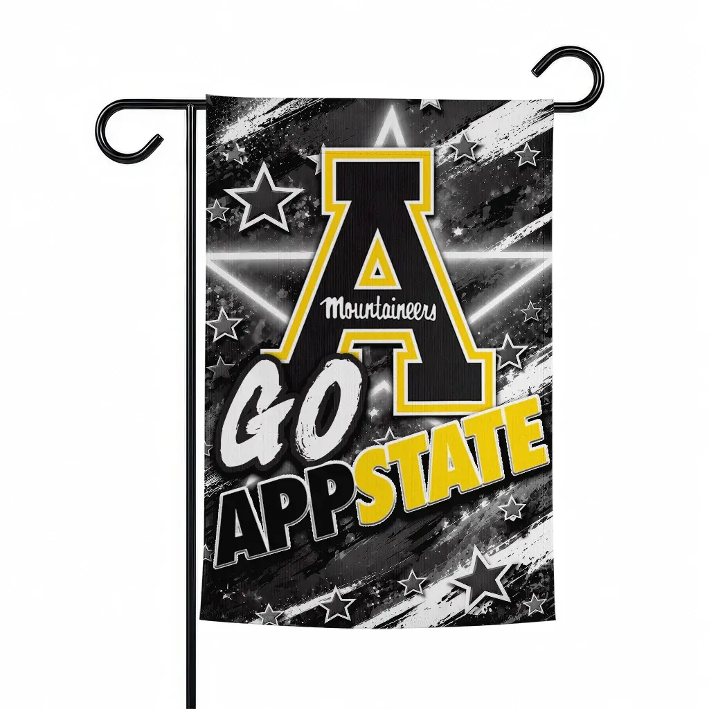 Appalachian State Mountaineers Garden Flag Personalized Glowing Star Black Best Selling Appalachian State Mountaineers Garden Flag Personalized Glowing Star Black Best Selling