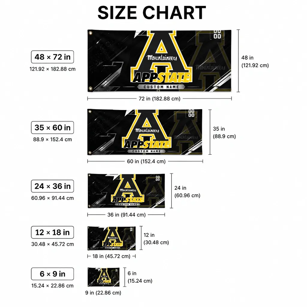 Appalachian State Mountaineers House Flag Custom Speed Slashes Black High Quality Appalachian State Mountaineers House Flag Custom Speed Slashes Black High Quality