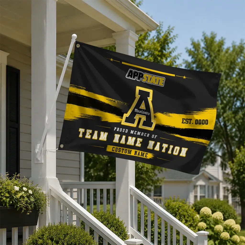 Appalachian State Mountaineers House Flag Customized Brushed Streaks Black New Arrival Appalachian State Mountaineers House Flag Customized Brushed Streaks Black New Arrival