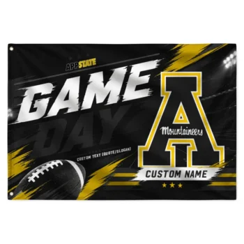 Appalachian State Mountaineers House Flag Personalized Action Streaks Black Best Selling