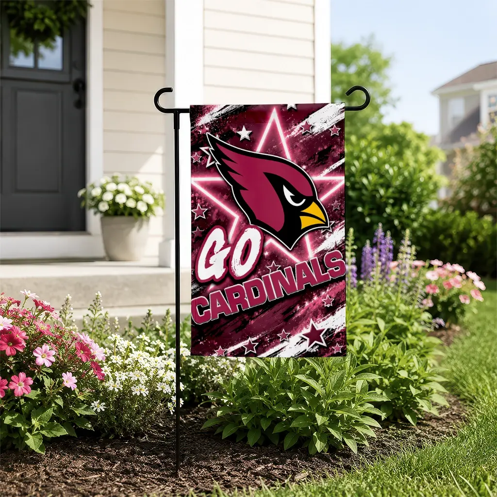 Arizona Cardinals Garden Flag Custom Glowing Star Red New Arrival Arizona Cardinals Garden Flag Custom Glowing Star Red New Arrival
