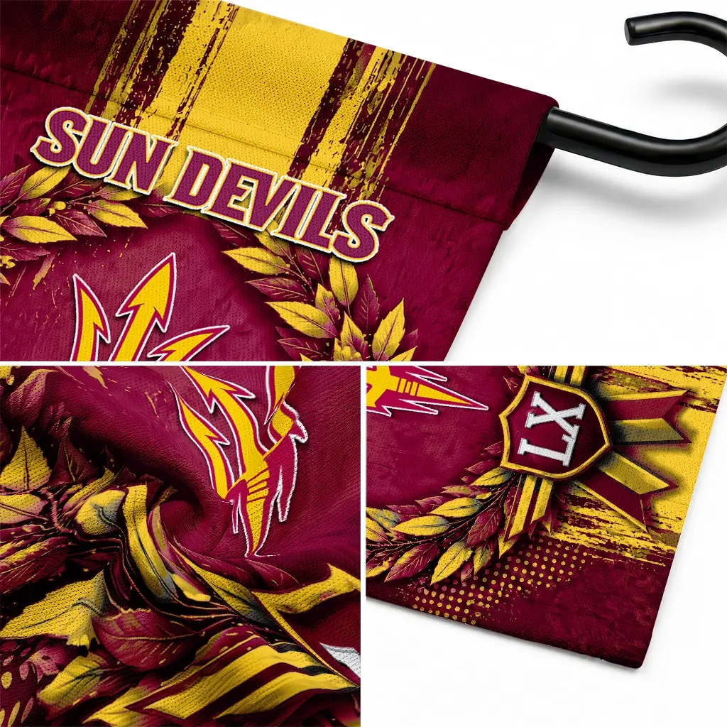 Arizona State Sun Devils Garden Flag Custom Laurel Wreath Maroon Latest Model Arizona State Sun Devils Garden Flag Custom Laurel Wreath Maroon Latest Model