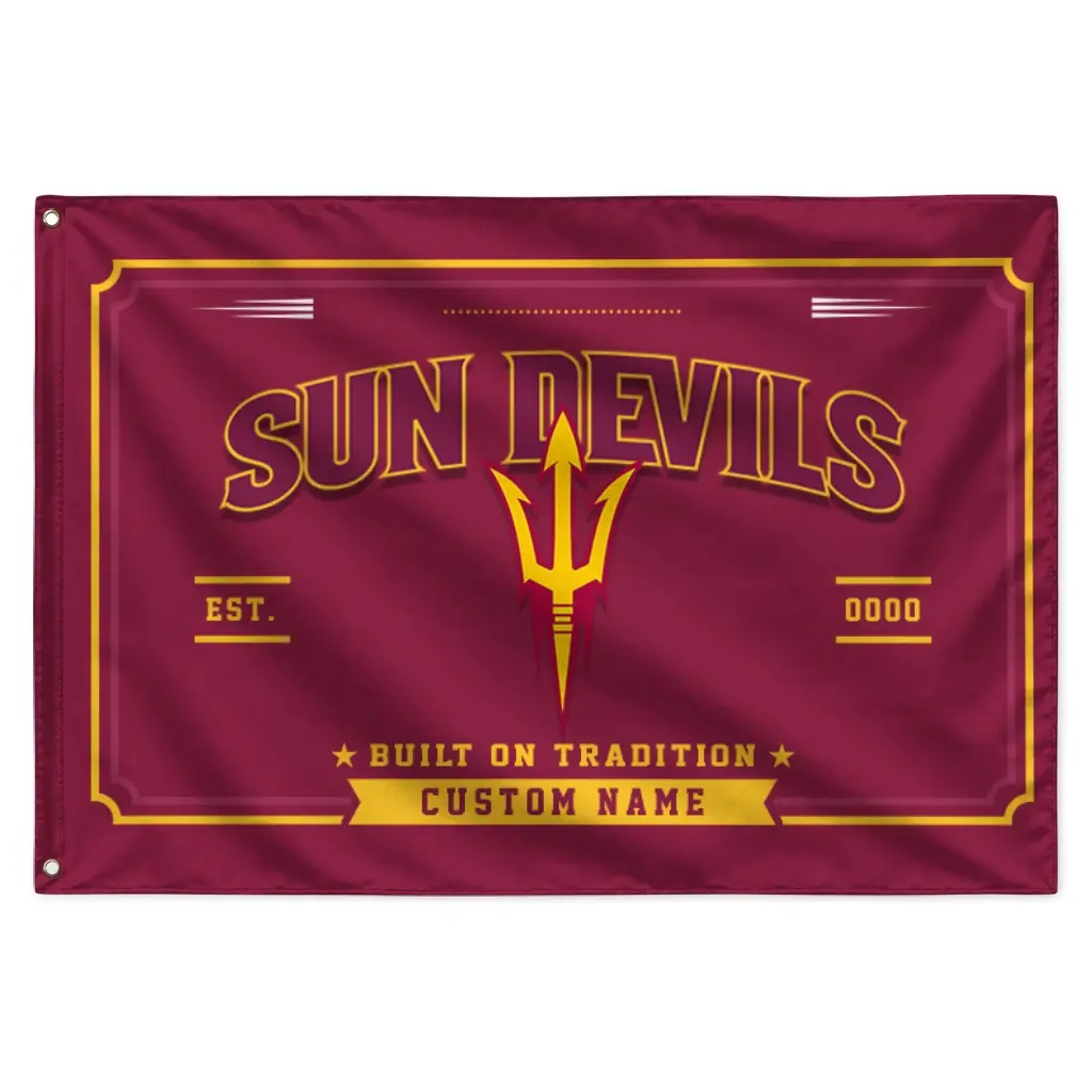 Arizona State Sun Devils House Flag Customized Ornate Border Maroon Best Selling Arizona State Sun Devils House Flag Customized Ornate Border Maroon Best Selling
