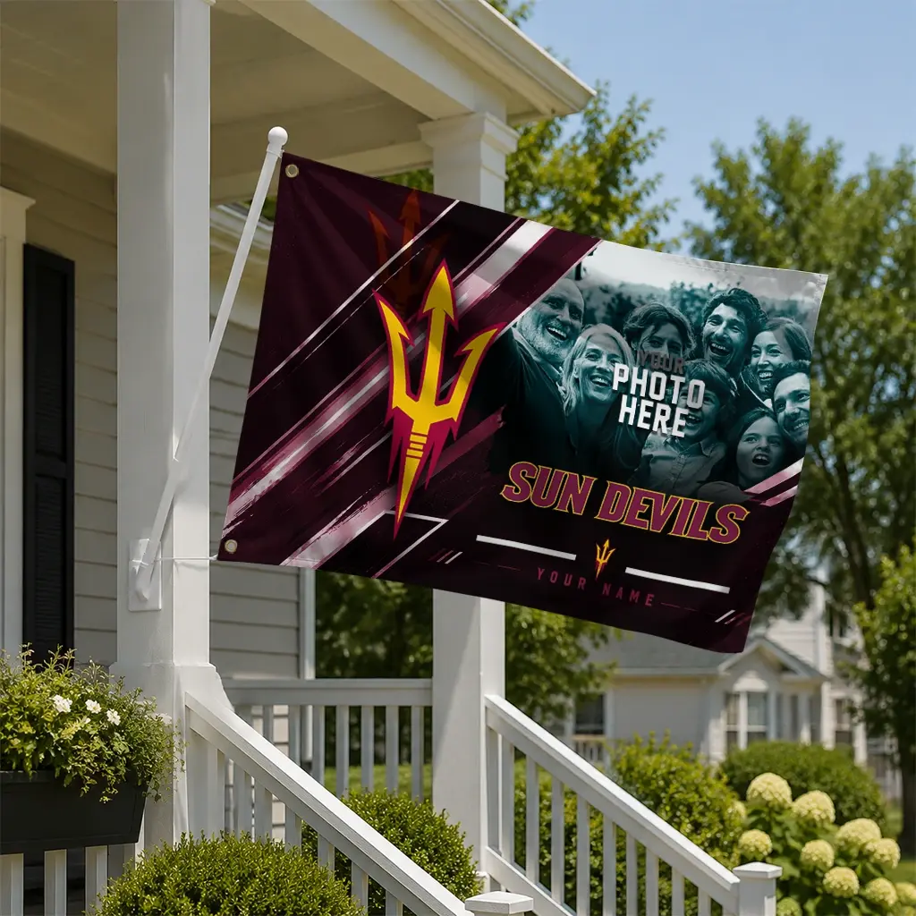 Arizona State Sun Devils House Flag Personalized Diagonal Stripes Maroon New Arrival Arizona State Sun Devils House Flag Personalized Diagonal Stripes Maroon New Arrival