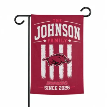 Arkansas Razorbacks Garden Flag Customized Distressed Stripes Red Best Selling