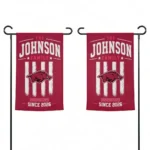 Arkansas Razorbacks Garden Flag Customized Distressed Stripes Red Best Selling