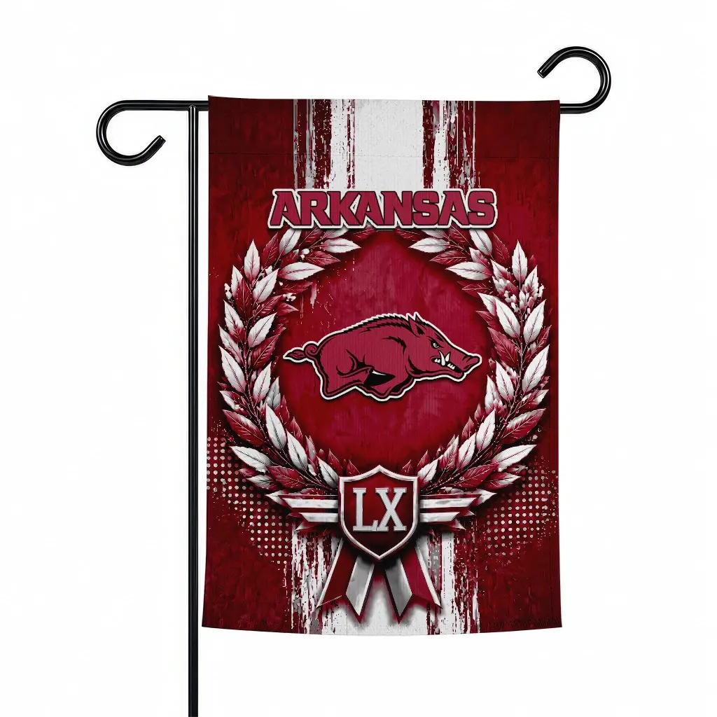 Arkansas Razorbacks Garden Flag Customized Laurel Wreath Red Best Selling Arkansas Razorbacks Garden Flag Customized Laurel Wreath Red Best Selling