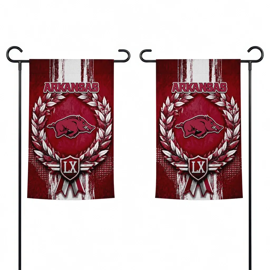 Arkansas Razorbacks Garden Flag Customized Laurel Wreath Red Fashion Forward Arkansas Razorbacks Garden Flag Customized Laurel Wreath Red Fashion Forward