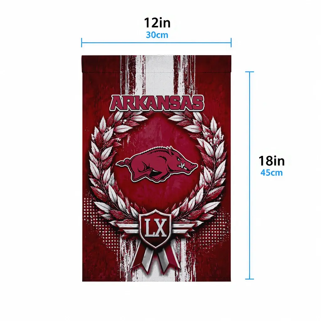 Arkansas Razorbacks Garden Flag Customized Laurel Wreath Red High Quality Arkansas Razorbacks Garden Flag Customized Laurel Wreath Red High Quality