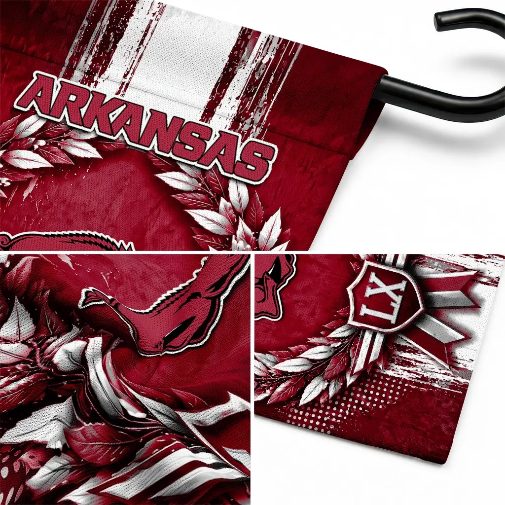 Arkansas Razorbacks Garden Flag Customized Laurel Wreath Red Latest Model Arkansas Razorbacks Garden Flag Customized Laurel Wreath Red Latest Model