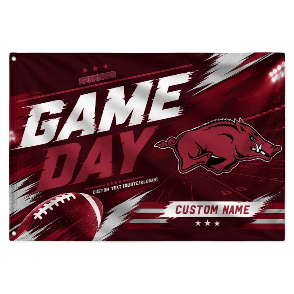 Arkansas Razorbacks House Flag Custom Action Streaks Red Best Selling Arkansas Razorbacks House Flag Custom Action Streaks Red Best Selling
