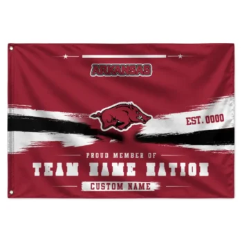 Arkansas Razorbacks House Flag Personalized Brushed Streaks Red Best Selling