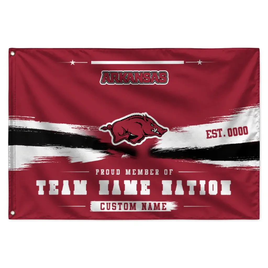 Arkansas Razorbacks House Flag Personalized Brushed Streaks Red Best Selling Arkansas Razorbacks House Flag Personalized Brushed Streaks Red Best Selling