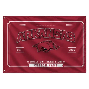 Arkansas Razorbacks House Flag Personalized Ornate Border Red Best Selling