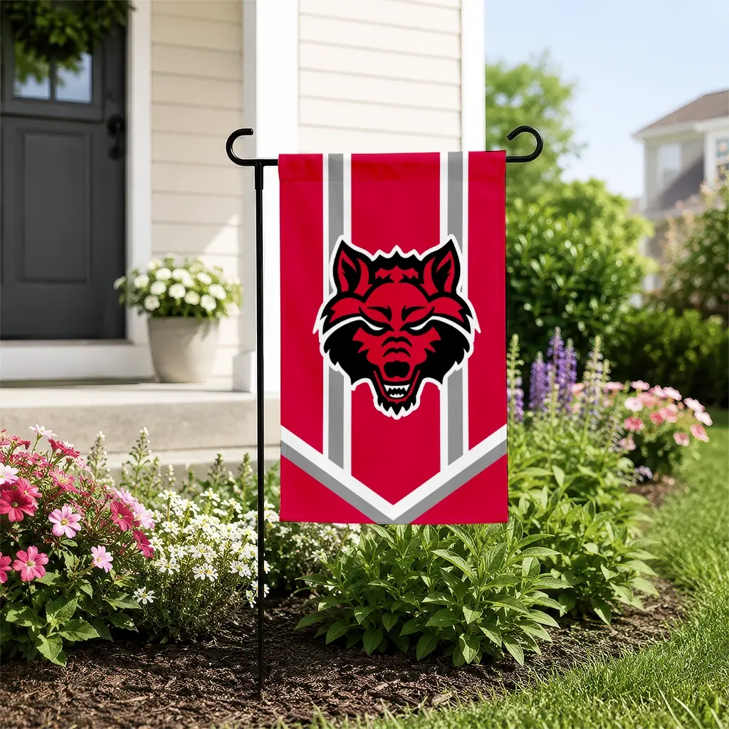 Arkansas State Red Wolves Garden Flag Custom Chevron Stripes Scarlet New Arrival Arkansas State Red Wolves Garden Flag Custom Chevron Stripes Scarlet New Arrival
