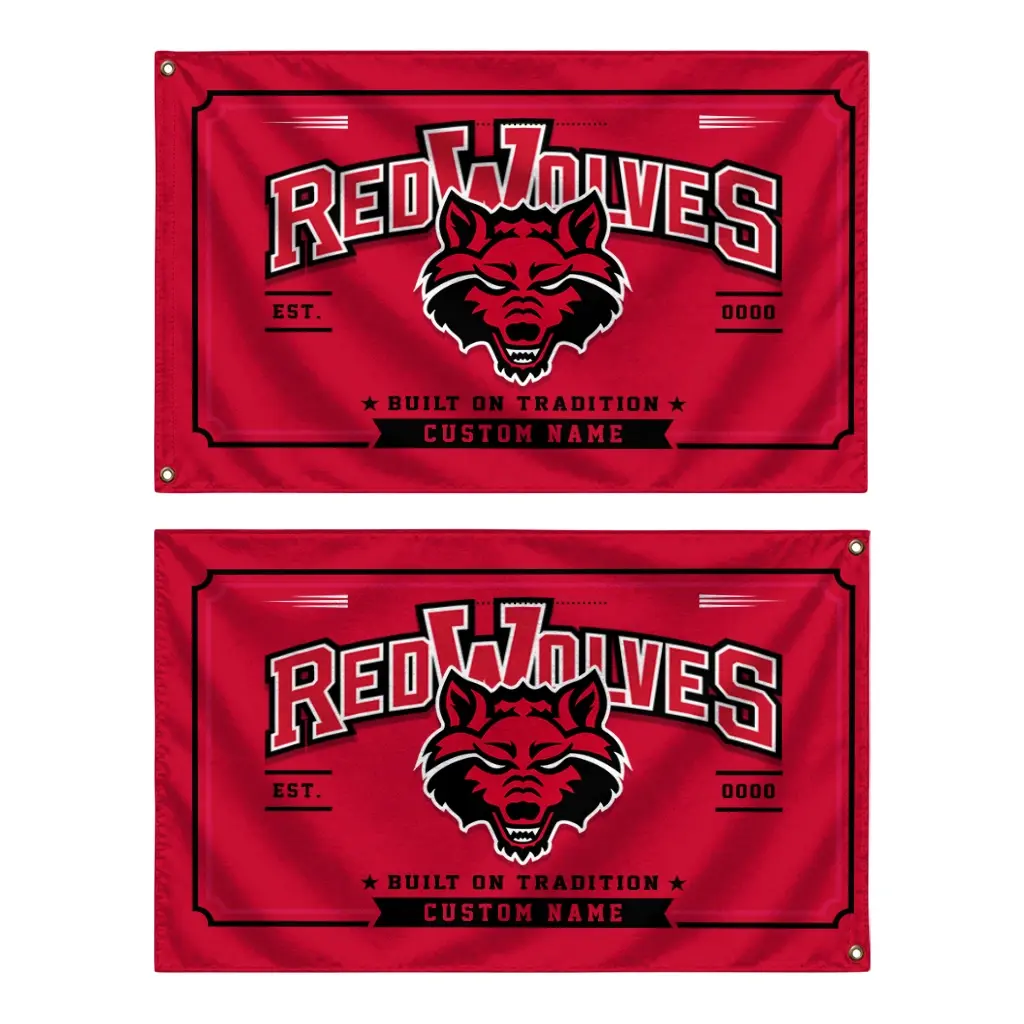 Arkansas State Red Wolves House Flag Custom Ornate Border Scarlet Fashion Forward Arkansas State Red Wolves House Flag Custom Ornate Border Scarlet Fashion Forward