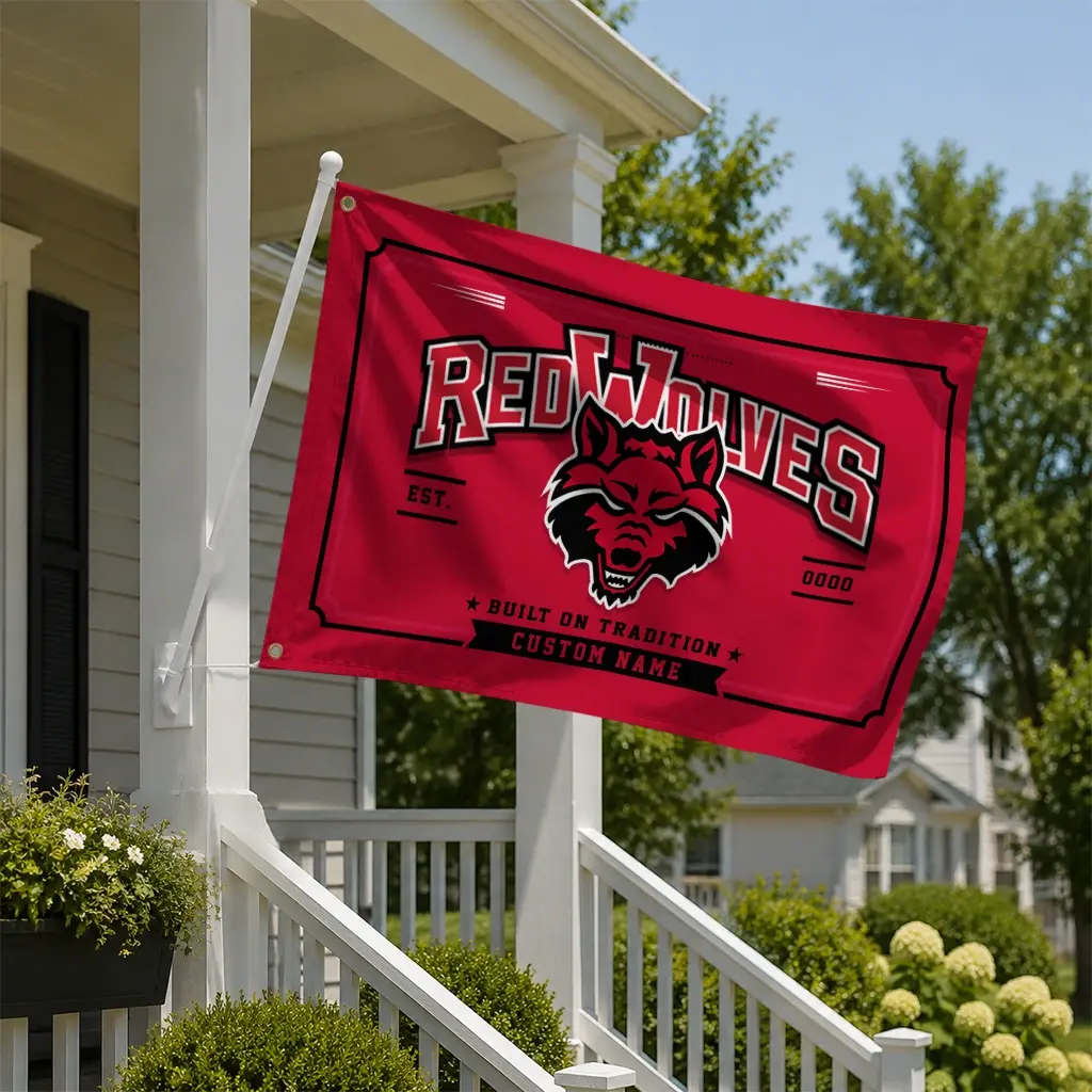 Arkansas State Red Wolves House Flag Custom Ornate Border Scarlet New Arrival Arkansas State Red Wolves House Flag Custom Ornate Border Scarlet New Arrival