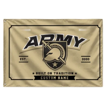 Army Black Knights House Flag Custom Ornate Border Gold Best Selling
