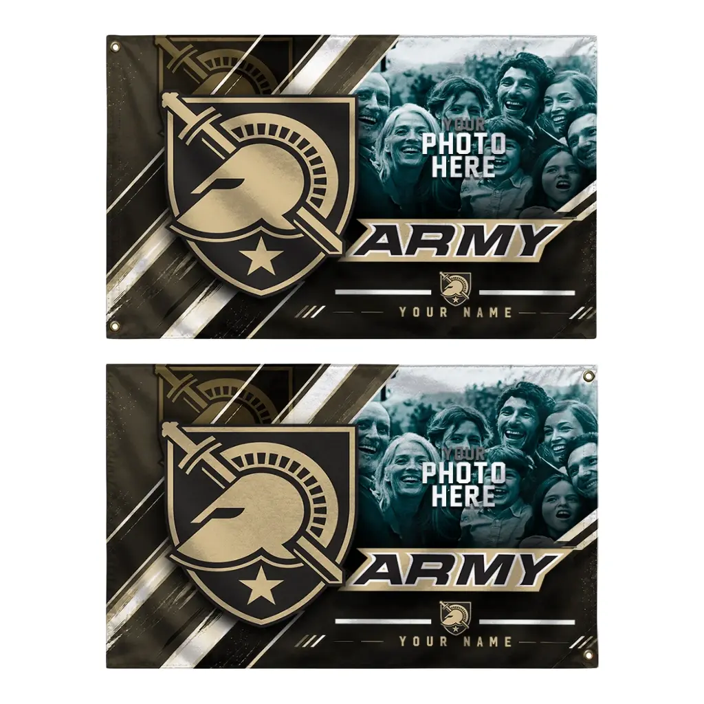 Army Black Knights House Flag Customized Diagonal Stripes Gold Fashion Forward Army Black Knights House Flag Customized Diagonal Stripes Gold Fashion Forward