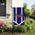 Atlanta Braves Garden Flag Custom Chevron Stripes Navy Best Selling