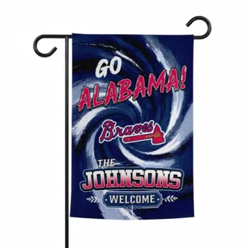 Atlanta Braves Garden Flag Customized Swirl Vortex Navy Best Selling