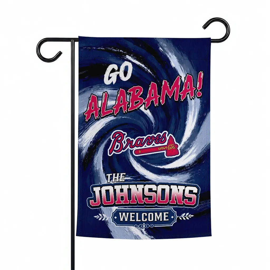 Atlanta Braves Garden Flag Customized Swirl Vortex Navy Best Selling Atlanta Braves Garden Flag Customized Swirl Vortex Navy Best Selling