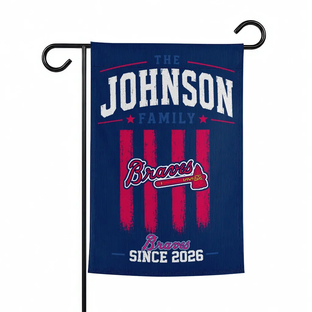 Atlanta Braves Garden Flag Personalized Distressed Stripes Navy Best Selling Atlanta Braves Garden Flag Personalized Distressed Stripes Navy Best Selling