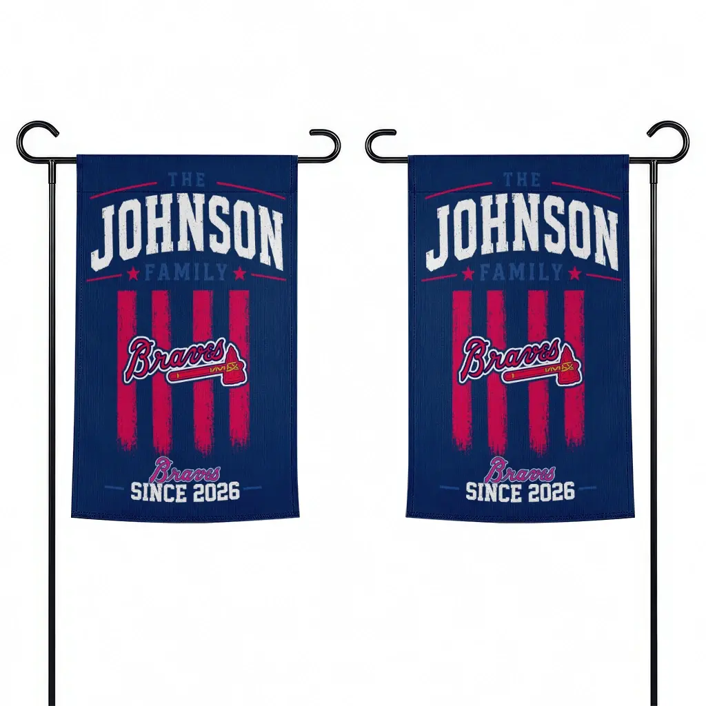 Atlanta Braves Garden Flag Personalized Distressed Stripes Navy Fashion Forward Atlanta Braves Garden Flag Personalized Distressed Stripes Navy Fashion Forward