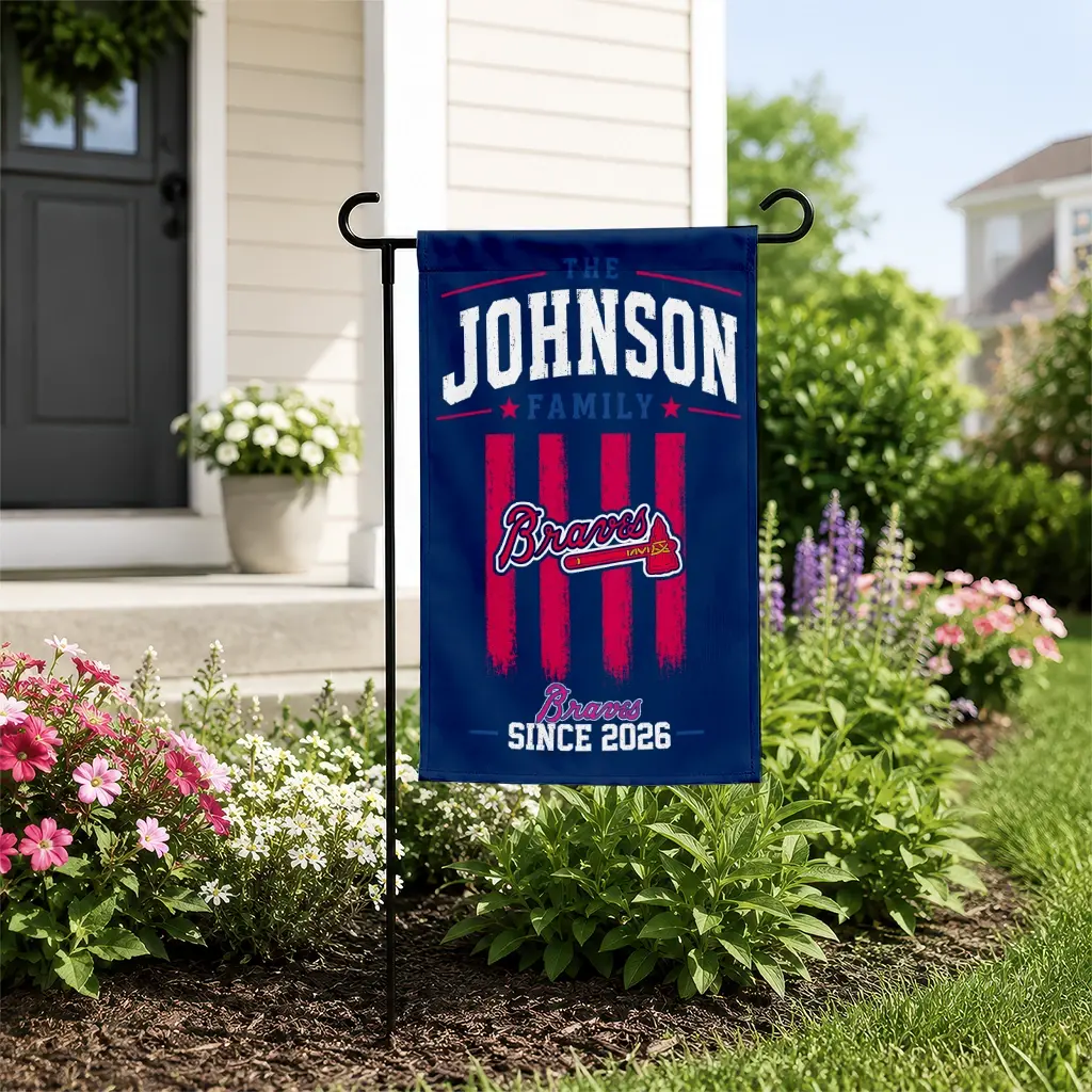 Atlanta Braves Garden Flag Personalized Distressed Stripes Navy New Arrival Atlanta Braves Garden Flag Personalized Distressed Stripes Navy New Arrival