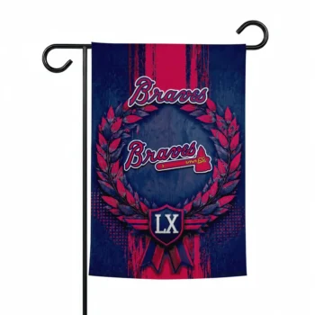 Atlanta Braves Garden Flag Personalized Laurel Wreath Navy Best Selling