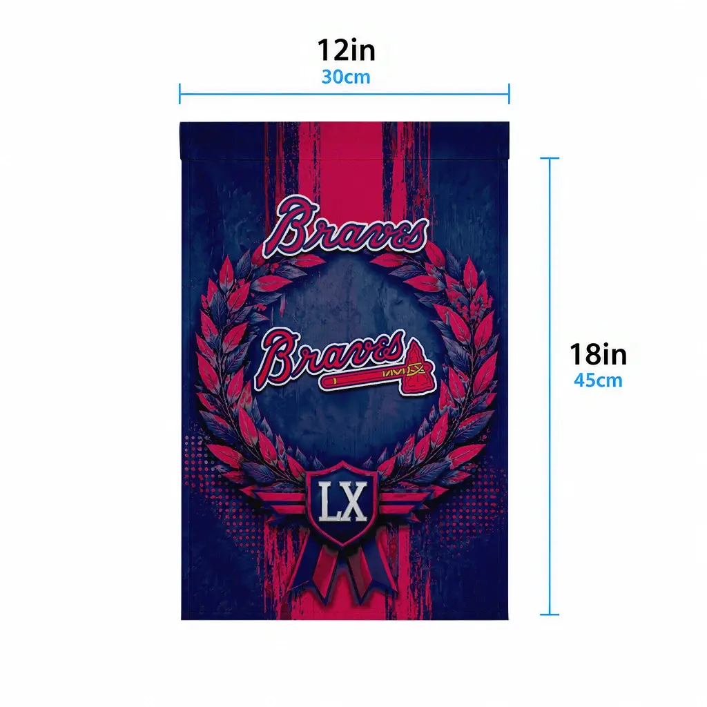 Atlanta Braves Garden Flag Personalized Laurel Wreath Navy High Quality Atlanta Braves Garden Flag Personalized Laurel Wreath Navy High Quality