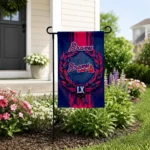 Atlanta Braves Garden Flag Personalized Laurel Wreath Navy Best Selling