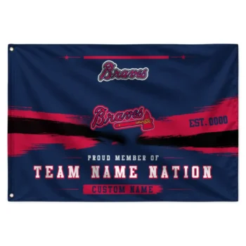 Atlanta Braves House Flag Custom Brushed Streaks Navy Best Selling