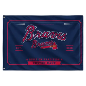 Atlanta Braves House Flag Custom Ornate Border Navy Best Selling