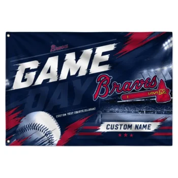 Atlanta Braves House Flag Custom Tech Panels Navy Best Selling