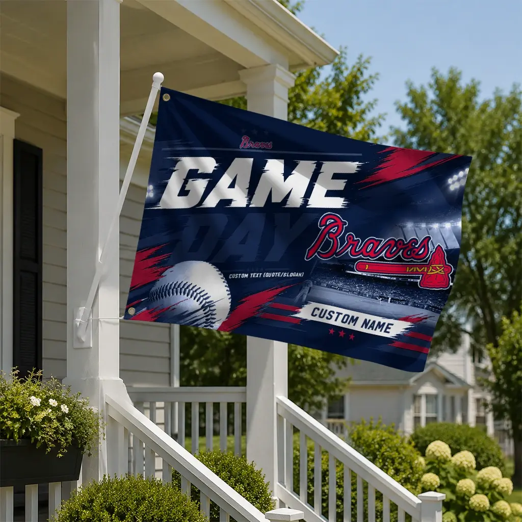 Atlanta Braves House Flag Custom Tech Panels Navy New Arrival Atlanta Braves House Flag Custom Tech Panels Navy New Arrival