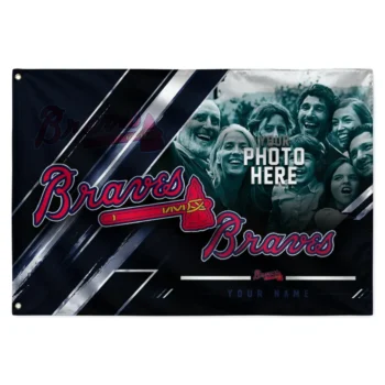 Atlanta Braves House Flag Customized Diagonal Stripes Navy Best Selling