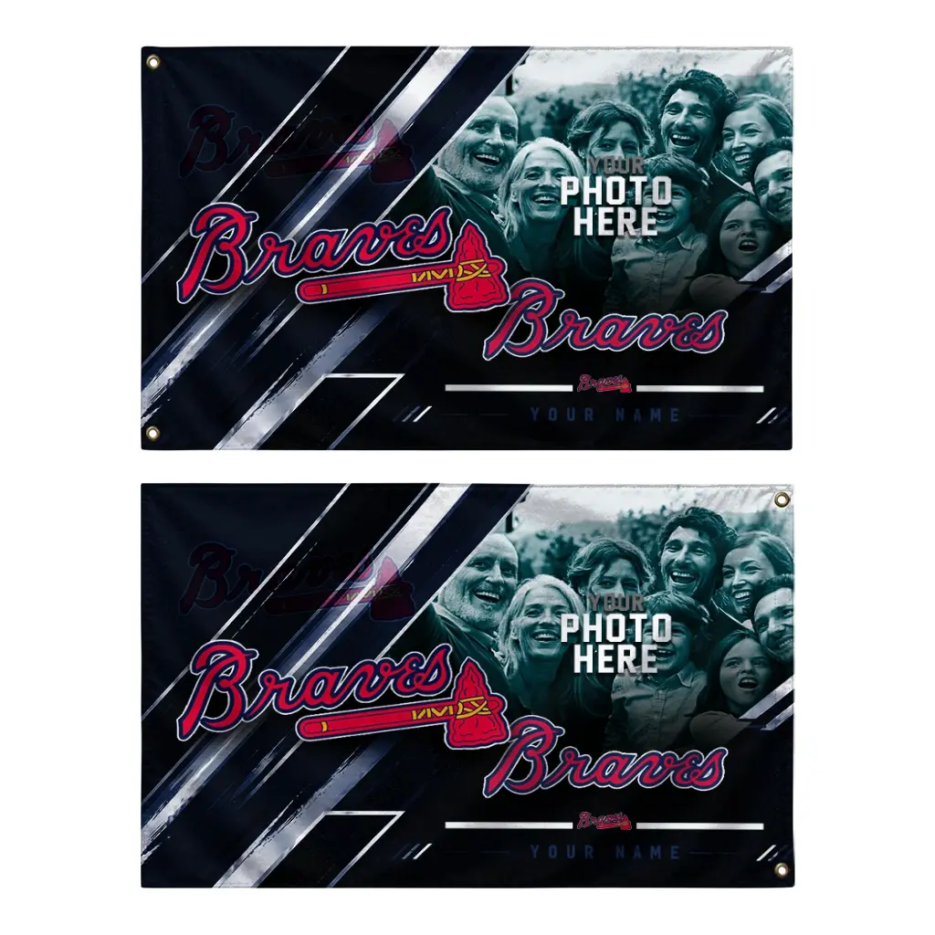 Atlanta Braves House Flag Customized Diagonal Stripes Navy Fashion Forward Atlanta Braves House Flag Customized Diagonal Stripes Navy Fashion Forward