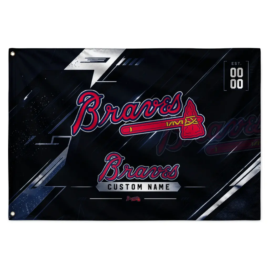 Atlanta Braves House Flag Personalized Speed Slashes Navy Best Selling Atlanta Braves House Flag Personalized Speed Slashes Navy Best Selling