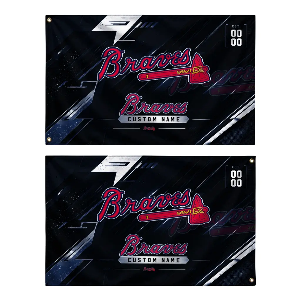 Atlanta Braves House Flag Personalized Speed Slashes Navy Fashion Forward Atlanta Braves House Flag Personalized Speed Slashes Navy Fashion Forward