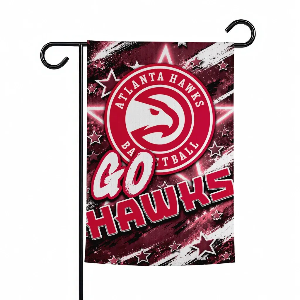 Atlanta Hawks Garden Flag Personalized Glowing Star Red Best Selling Atlanta Hawks Garden Flag Personalized Glowing Star Red Best Selling