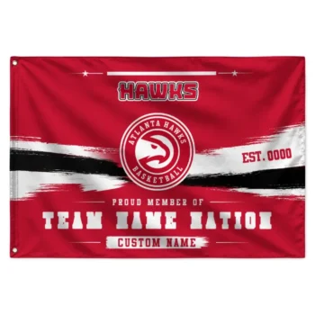 Atlanta Hawks House Flag Customized Brushed Streaks Red Best Selling