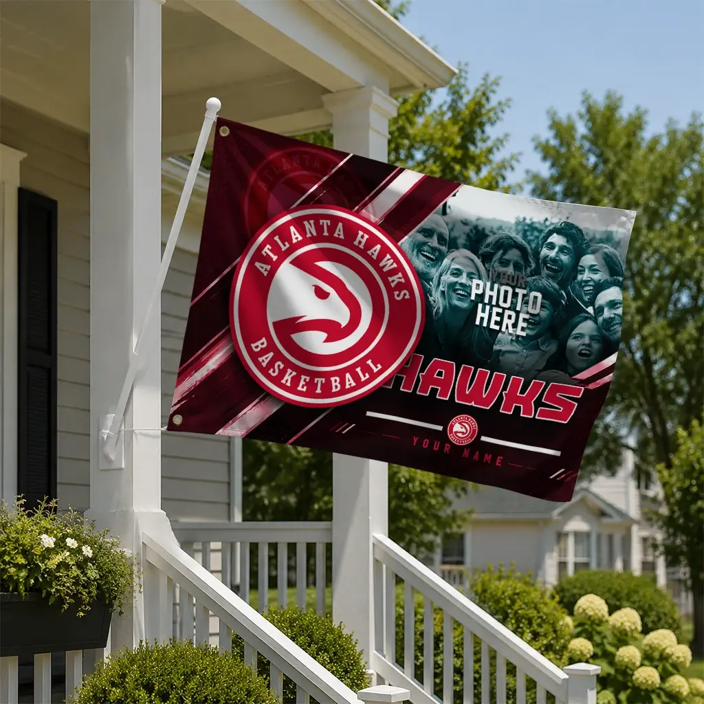Atlanta Hawks House Flag Personalized Diagonal Stripes Red New Arrival Atlanta Hawks House Flag Personalized Diagonal Stripes Red New Arrival