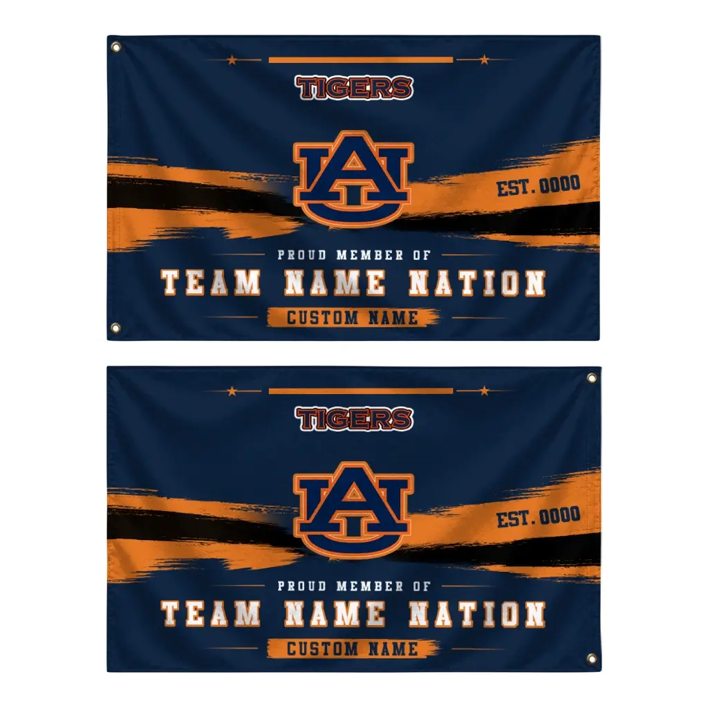 Auburn Tigers House Flag Custom Brushed Streaks Navy Blue Fashion Forward Auburn Tigers House Flag Custom Brushed Streaks Navy Blue Fashion Forward