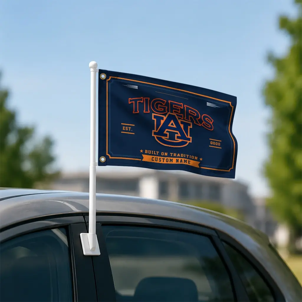 Auburn Tigers House Flag Custom Ornate Border Navy Blue Latest Model Auburn Tigers House Flag Custom Ornate Border Navy Blue Latest Model