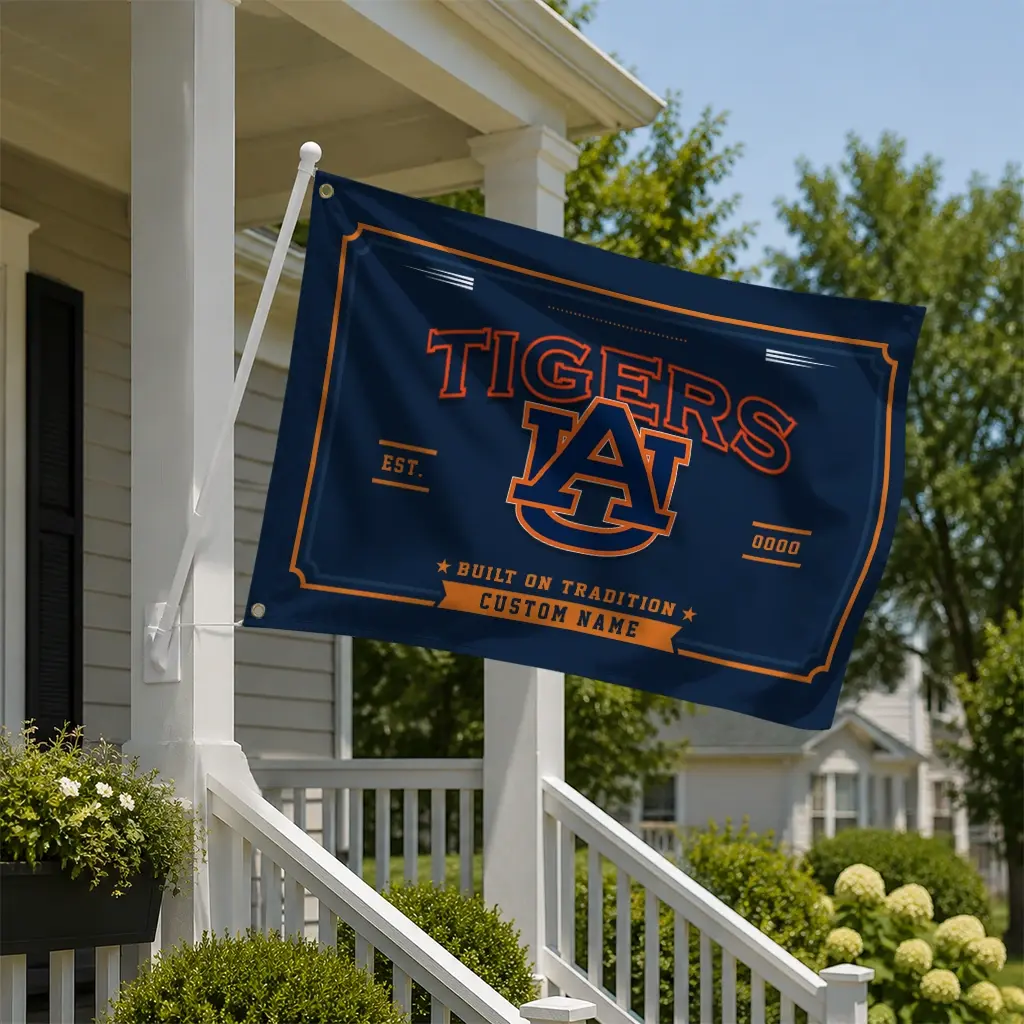 Auburn Tigers House Flag Custom Ornate Border Navy Blue New Arrival Auburn Tigers House Flag Custom Ornate Border Navy Blue New Arrival