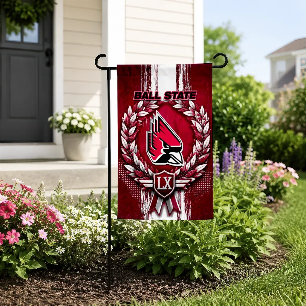 Ball State Cardinals Garden Flag Personalized Laurel Wreath Red New Arrival Ball State Cardinals Garden Flag Personalized Laurel Wreath Red New Arrival