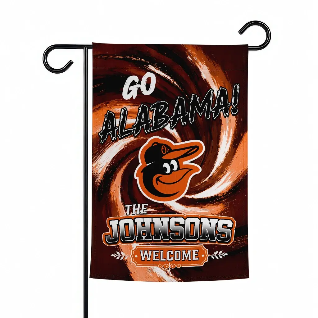 Baltimore Orioles Garden Flag Personalized Swirl Vortex Orange Best Selling Baltimore Orioles Garden Flag Personalized Swirl Vortex Orange Best Selling