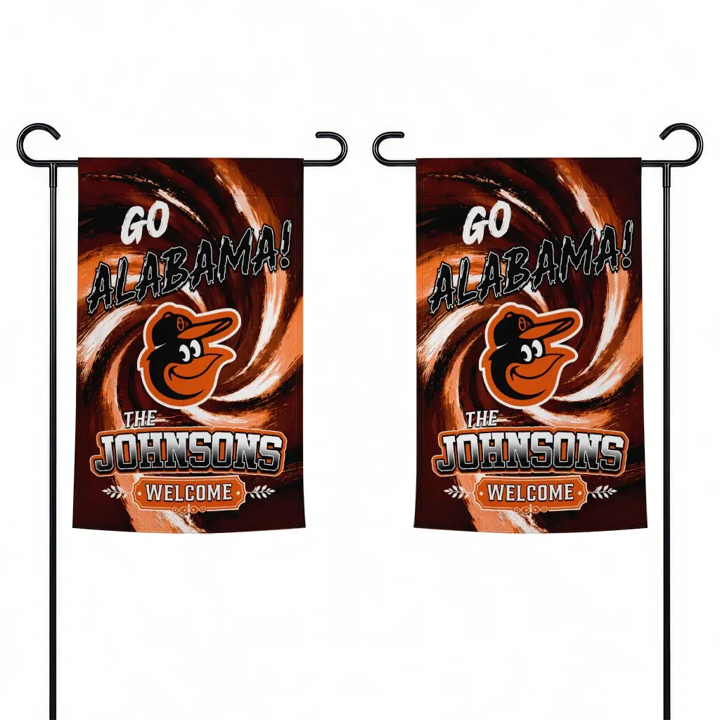Baltimore Orioles Garden Flag Personalized Swirl Vortex Orange Fashion Forward Baltimore Orioles Garden Flag Personalized Swirl Vortex Orange Fashion Forward