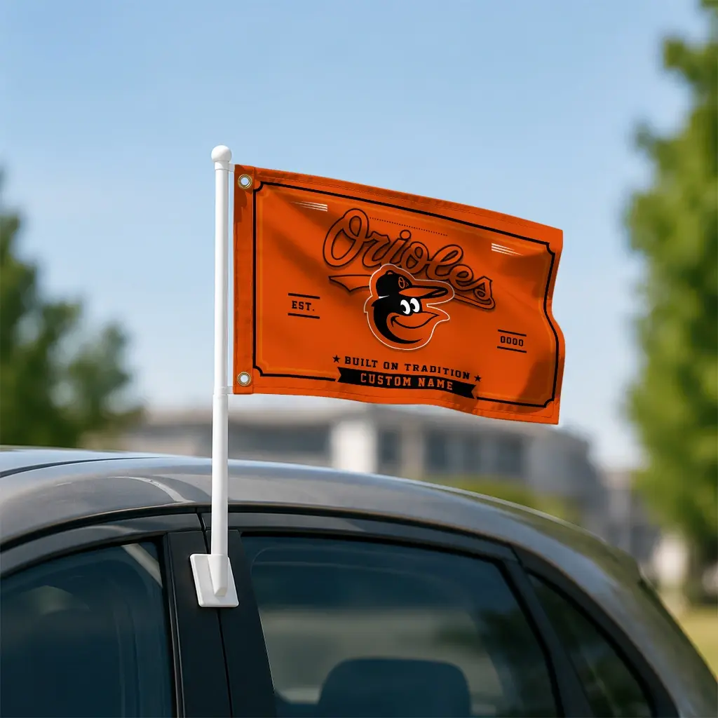 Baltimore Orioles House Flag Customized Ornate Border Orange Latest Model Baltimore Orioles House Flag Customized Ornate Border Orange Latest Model